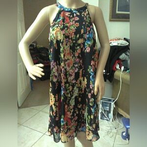 LIKE NEW BETSEY JOHNSON Vibrant Floral Midi Dress SZ. 8 FLOWY LINED